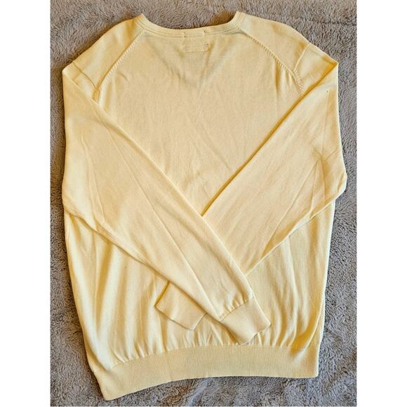 Stafford Butter Yellow V Neck Sweater 100% Pima Cotton, Mens Sz L NEW - Picture 2 of 9